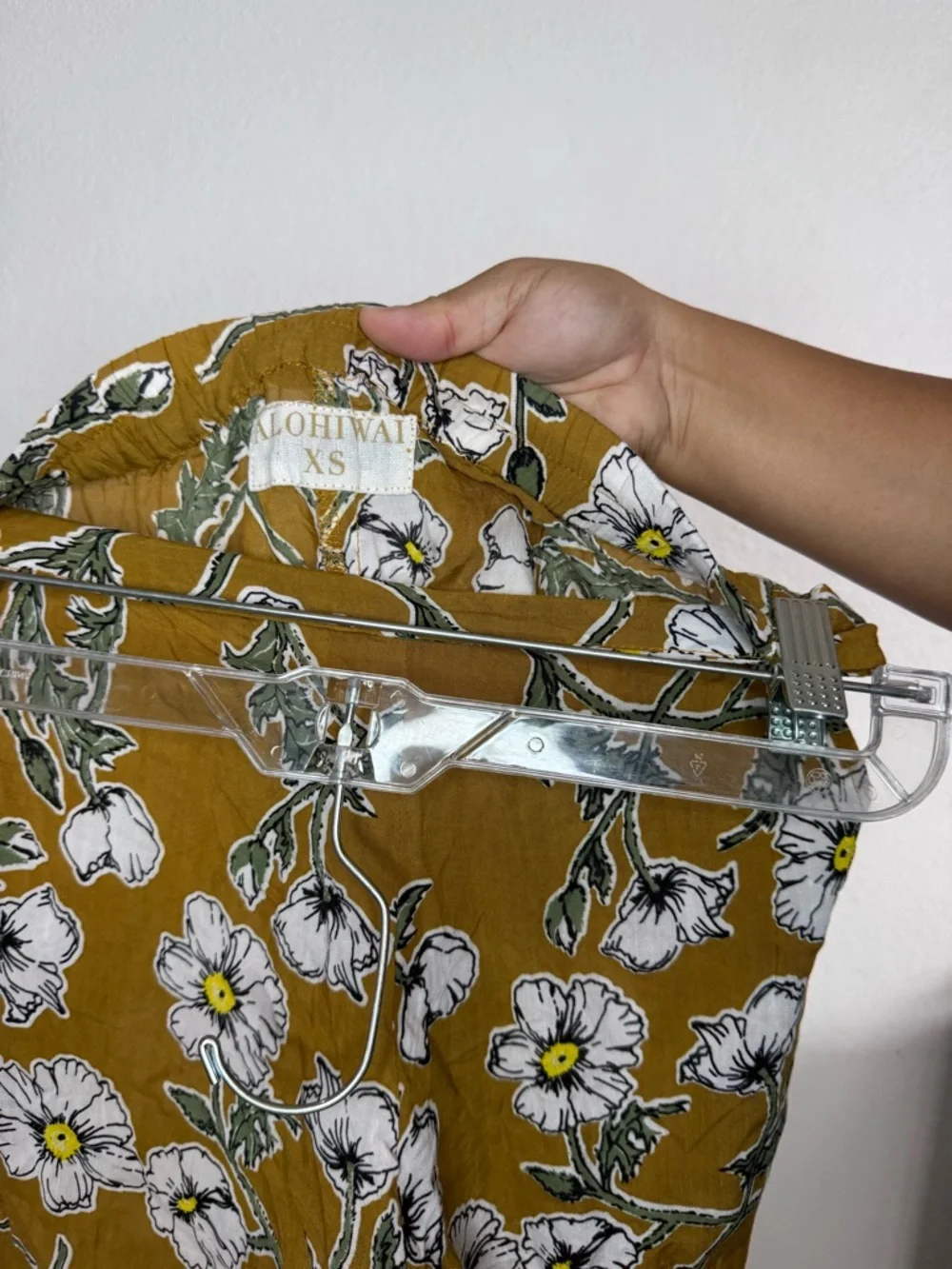 Alohiwai Floral Wide Leg Pants in Mustard Yellow - Picture 3 of 3
